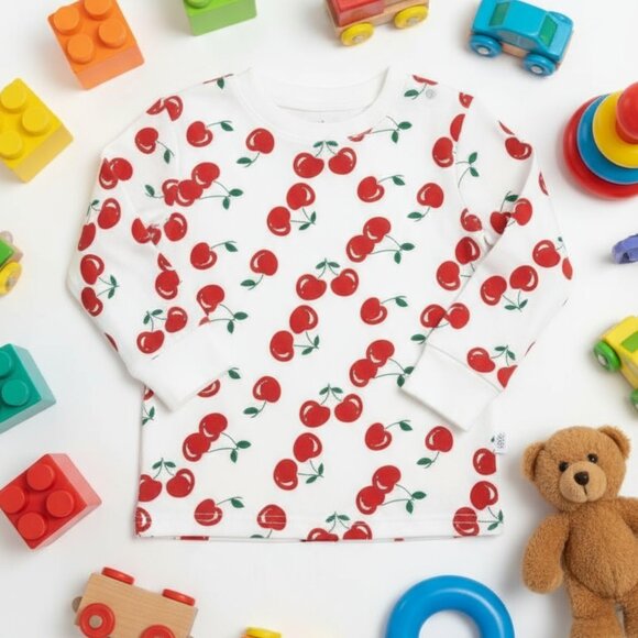 Cherry Delight Kids Pajama Set – Soft Cotton, All-Over cheery Print - Picture 2 of 4